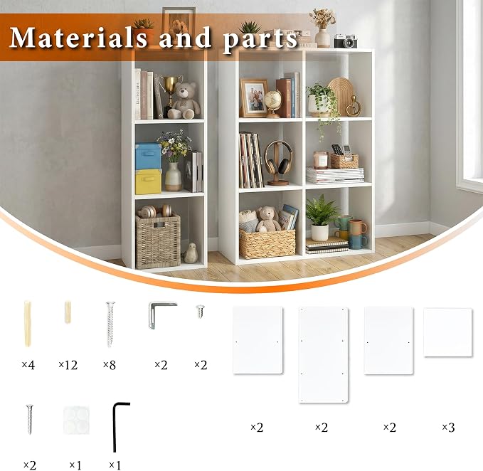 WannabeMyself【Sturdy Build&Easy Assembly】 6 Cube Storage Organizer with Anti-Tipping Kits,Reversible Open Back Book Shelf, Bookcase for Living Room,Bedroom,Entrance Hall,Office,24.1×11.4×35.9,White