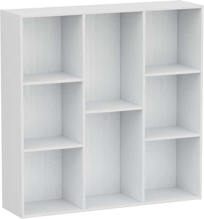 8 Cube Storage Organizer, Wooden Cube Shelves with Closed Back Panel, Reversible Bookcase, Cubes Closet Organizer for Home, Living Room, Kids Room, Office, Bedroom, Study, Hallway