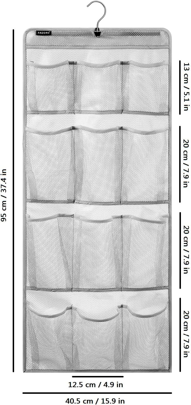 Mesh Shower Organizer Hanging Caddy Quick Dry Bathroom Storage for Toiletry Accessories with Rotating Hanger (12 Pockets)