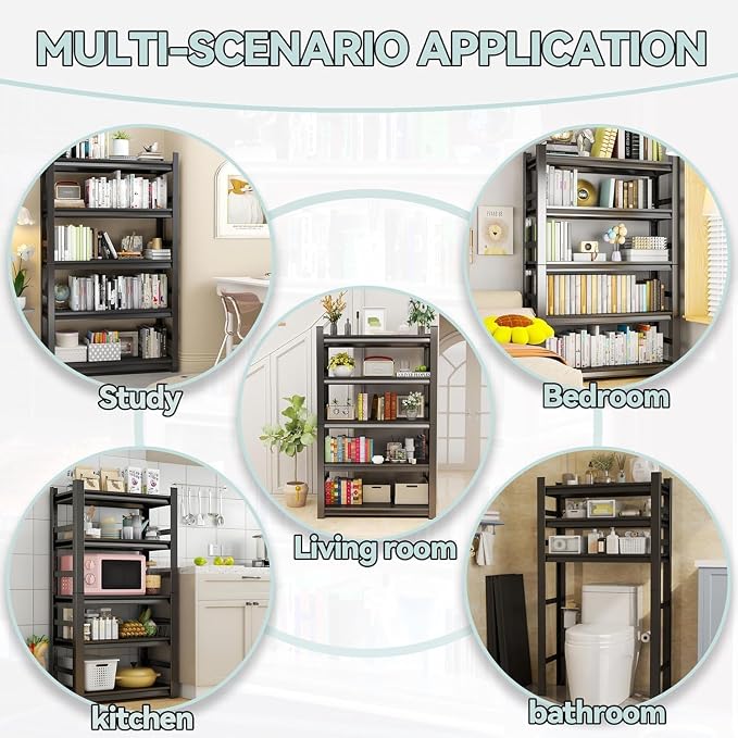 2set Storage Shelves Heavy Duty 5Tier Adjustable Metal Garage Shelving Unit Rack Metal Storage Shelf Heavy Duty Shelf for Heavy Tools and Equipment, Ideal for Garage, Basement, Black