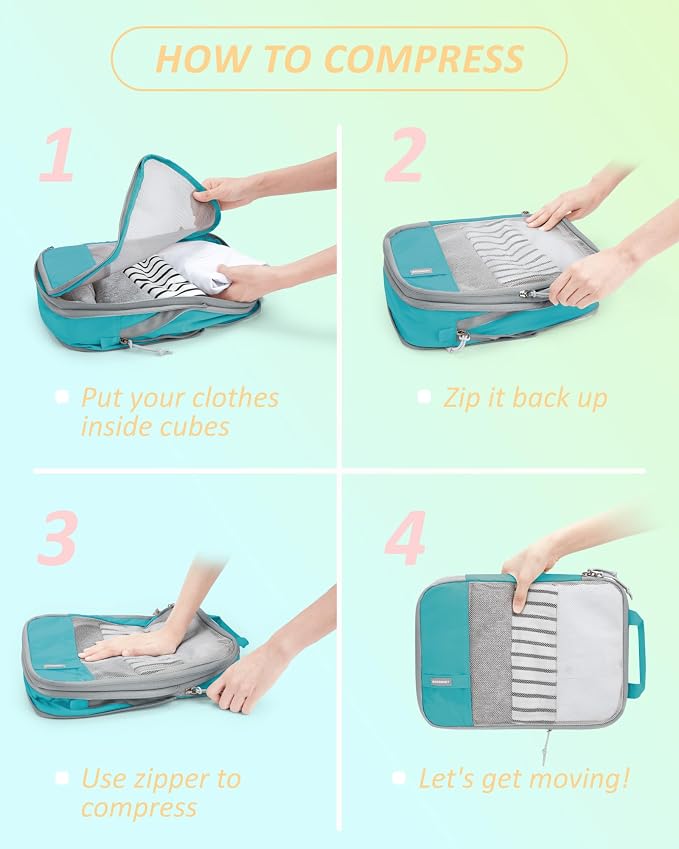 BAGSMART Compression Packing Cubes for Travel Essentials | 14 Set /6 Set /4 Set/2 Set, Lightweight, Durable