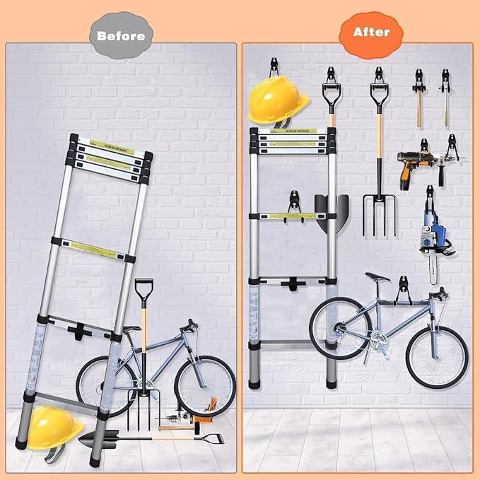 GUDEMAY 32 Pack Steel Garage Hooks Heavy Duty, Utility Wall Mount Hook with Anti-Slip Coating, Hanger & Organizer for Bulk Items, Bikes, Ladders, Power Tools, Ropes, and More Equipment