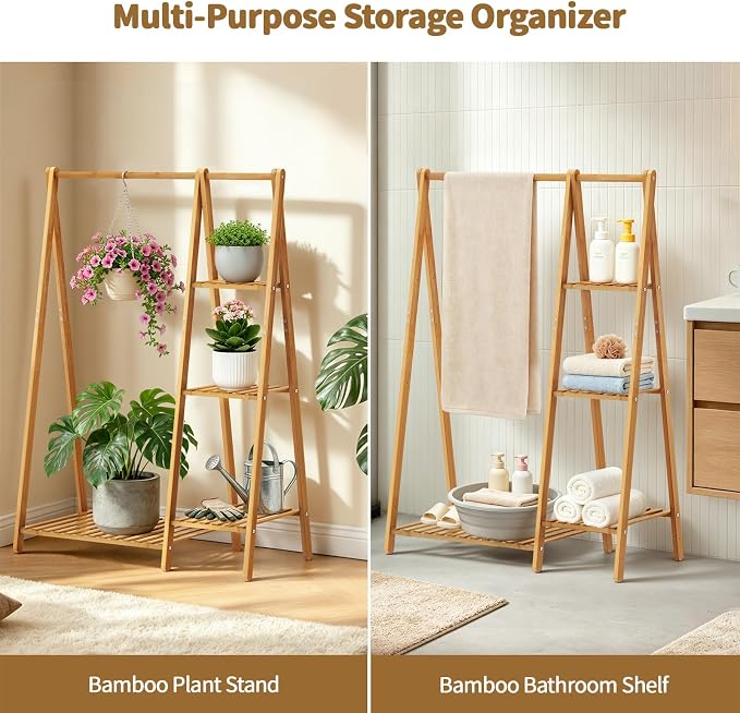 Small Clothes Racks,Kids Clothing Hanging Rack, Bamboo Garment Rack | Wood Corner Baby Chidren Toddler Nursey Clothes Hanger Rack Dress Costume Rack with 4 Shelves,Sturdy A Frame ,Portable