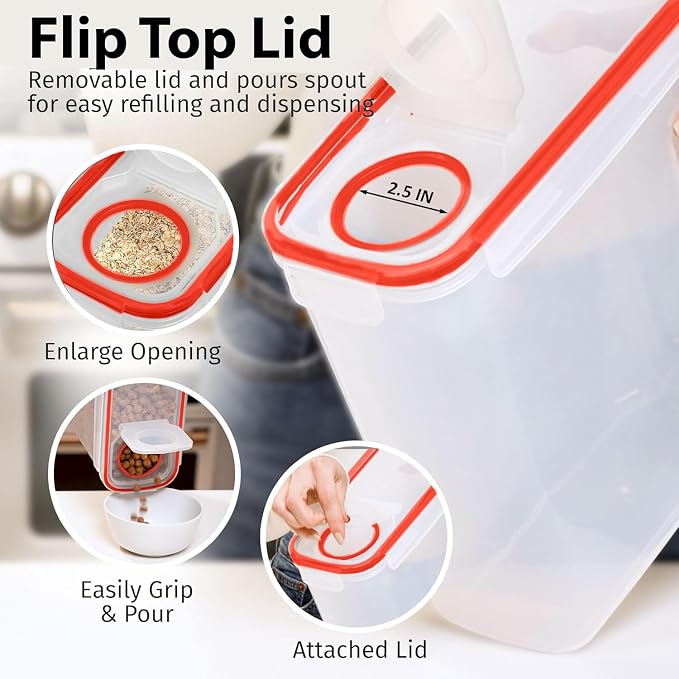 Shazo 2 Pack (6.3L / 213OZ) EXTRA Large Airtight Food Storage Cereal Containers for Bulk Food Storage BPA-Free Plastic Container, Pantry Organization and Canister for Rice, Pasta, Sugar & Flour