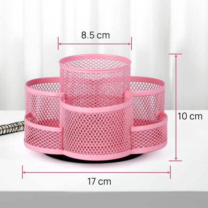 Topwey Pink Pen Holder for Desk, Rotating Pencil Holder, Cup Holder for Desk Office, Pen Organizer