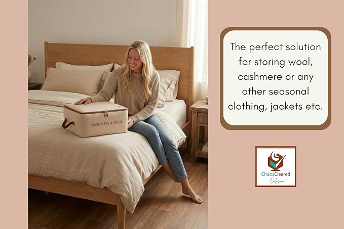 100% Cotton Cashmere & Wool Storage Bag – Breathable Sweater Storage Bag for Cashmere, Wool, Knitwear & Delicate Garments – Dust & Moisture Protection