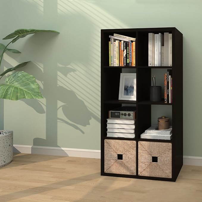 CTESNE【2026 Wooden Thick Frame 8 Cube Storage Organizer Shelf with Anti-Tipping Kits + Reversible Open Back Bookcase, Horizontal and Vertical Dual-use(Chocolate,11inch)