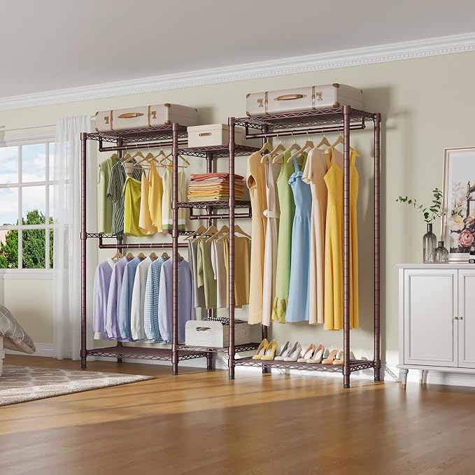 VIPEK Classic V6 Wire Garment Rack, Dynamic Closet System Adjustable | Bronze Heavy Duty Metal Freestanding Clothing Rack 850lbs Capacity, 6FT Wide Closet Organizer System for Bedroom