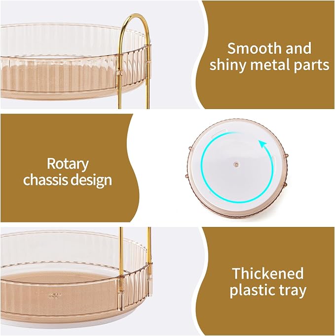360° Rotating Makeup Organizer, Large Capacity Skincare & Cosmetics Storage | Skincare & Makeup Caddy, Bathroom Counter Organizer, Spinning Storage Tray for Perfume, Dresser, Bedroom, Vanity Countertop