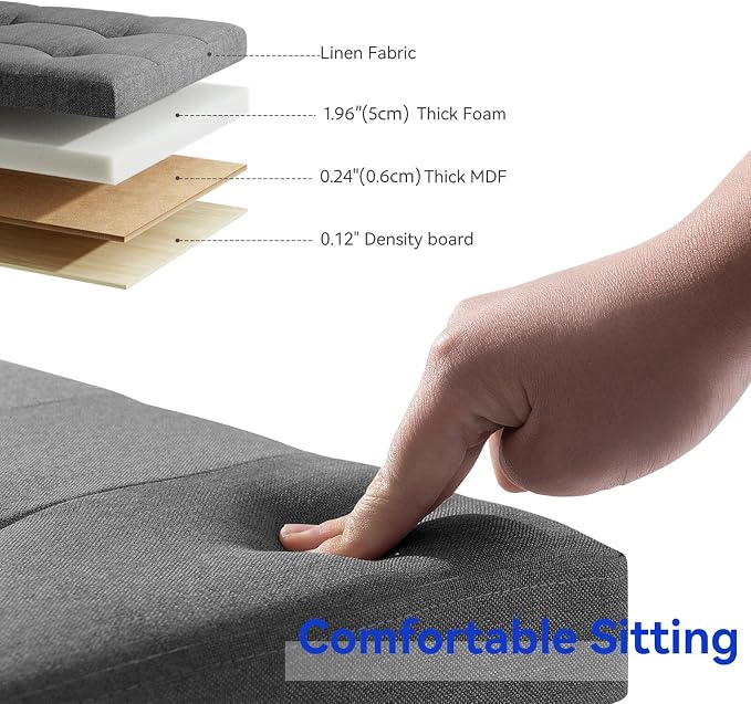 BRIAN & DANY Ottoman with Storage, Square Small Storage Ottoman Foot Rest with Legs, Ottomans Foot Stool for Dorm, Living Room, Entryway 14.8"x14.8"x17.8" (Gray)