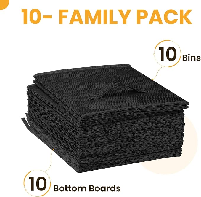 Large Storage Cubes- 13 Inch Cube Storage Bins for Organizing Shelves Kallax - Nursery Closet Organization Bins for Clothes Blanket - 10 Pack Collapsible Decorative Storage Box for Magazines (Black)