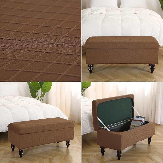 FUANGUI Ottoman Cover Slipcovers Rectangular Folding Stretch | Storage Bench Footrest Sofa Stool Covers Footstool Protector with Elastic Bottom, Removable Washable,Medium