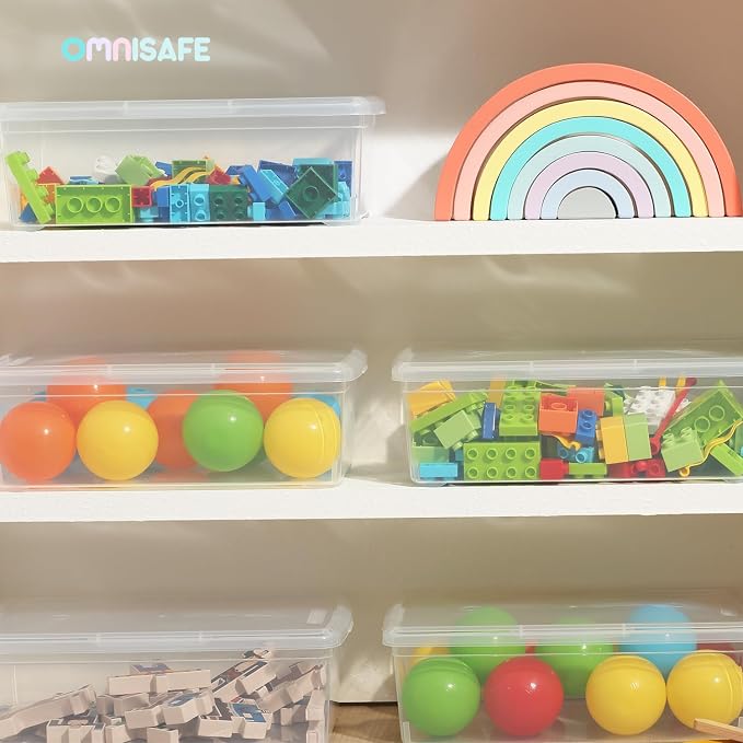 Stackable Plastic Storage Shoebox, BPA-Free Nestable Container with Latching Lid to Organize Shoes, See-Through Box for Home and Office, Multi-Purpose Clear Bins (12 Pack 6 Quart) | BPA-Free, Nestable, Home and Office, Latching Lid, Multi-Purpose