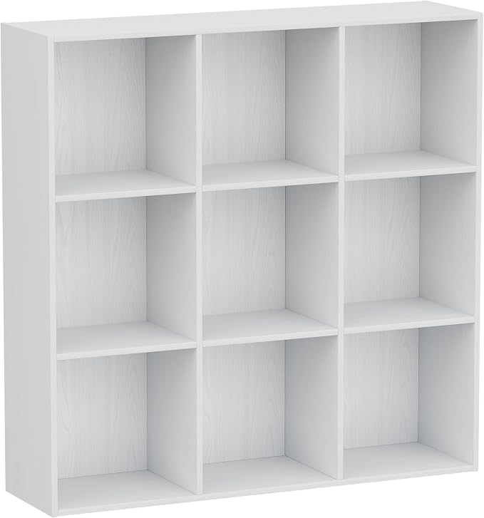 9 Cube Storage Organizer, Wooden Cube Shelves with Closed Back Panel, Reversible Bookcase, Cubes Closet Organizer for Home, Living Room, Kids Room, Office, Bedroom, Study, Hallway