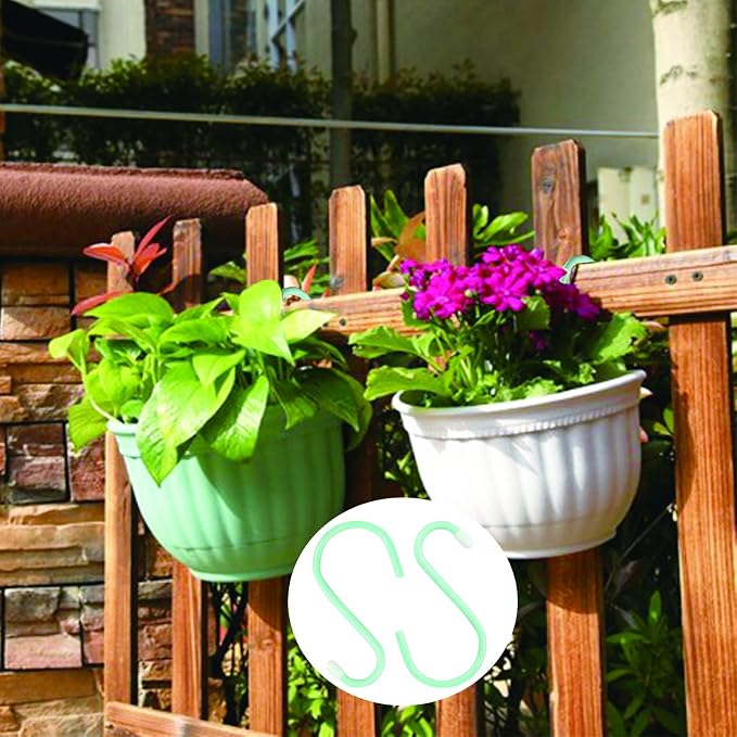 DINGEE 6 Inch Large Heavy Duty S Hooks,Green S Hook for Hanging Clothes,Rubber Coated S Hooks, Non Slip Vinyl Coated S Hanger Hook for Hanging Plants Outdoor, Pots and Pans, Coffee Cups, Garden