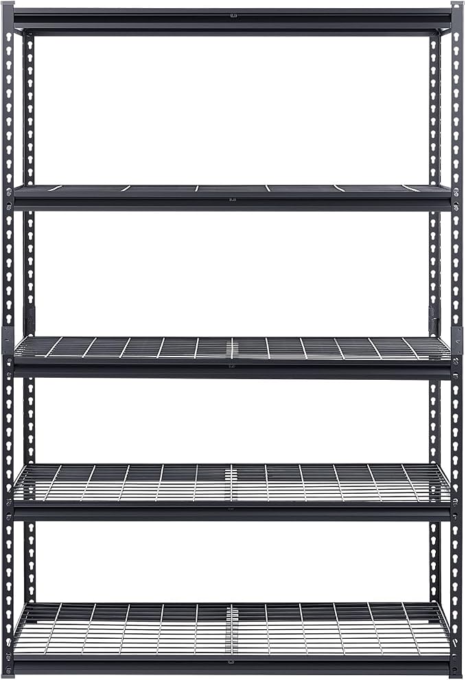 VEVOR Storage Shelves, 3000 lbs, 5 Tier Heavy Duty Garage Shelving, 24" D x 48" W x 72" H Adjustable Metal Shelves for Industrial Shelving Unit Utility Shelf, for Kitchen, Warehouse, Basement, Black