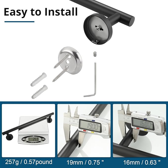 SAYAYO Black Towel Rack for Bathroom, 24 Inch Towel Bar Towel Rod Towel Holder Wall Mount SUS304 Stainless Steel (21 Inch Hanging Length)