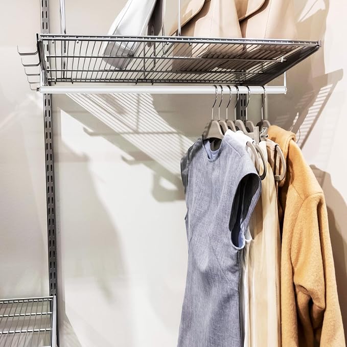 2 Pack Wire Shelving Garment Hanger Bar Wire Shelving Accessories Industrial Closet Clothes Rods for Home Retail Store(White,36 Inch)