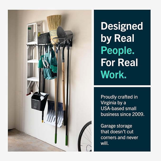 StoreYourBoard Garage Tool Organizer, 36 in, Holds 250 lb | Garden Tool Rack Wall Mount, Garden Tool Organizer, Shovel Wall Mount, Rubber Coated Hooks