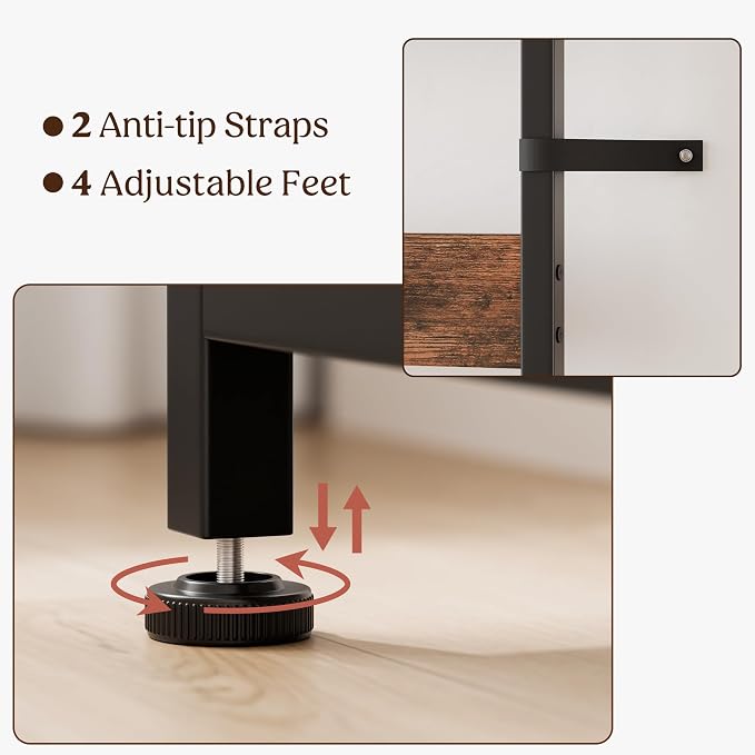 Coat Rack, 39.4” Hall Tree with Shoe Storage Bench, Rustic Brown | 5 in 1 Entryway Furniture Organizer, 21 Hooks, 2 Fabric Drawers, Handy Clothes Rail