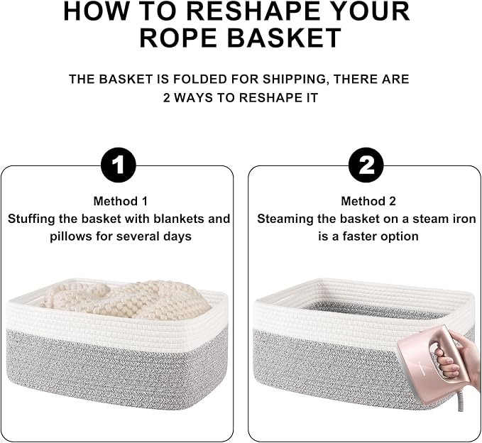 OIASKET Storage Baskets for Organizing 3 Pack, Woven Baskets for Shelves, | Closet Organizer Bins with Handle, Empty Gift Basket, Toy Storage for Toys, Blankets, Towels, Clothes, Books, 15"x11.42"x6.7"