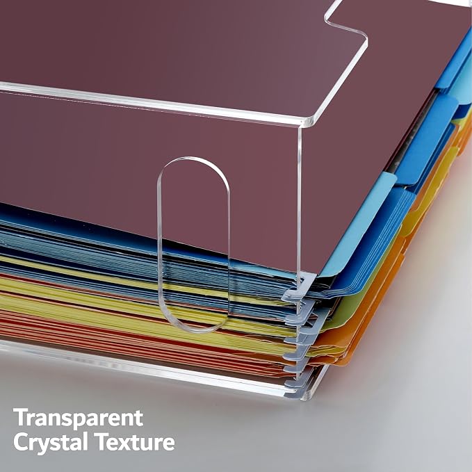 Acrylic File Organizer Box with Handles, Portable Letter Size Hanging File Folder Box, Desktop Filing Organizer for Home, Office - 1 Pack