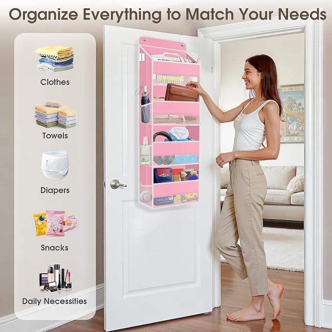 1Pack Over The Door Organizer Large Capacity Hanging Storage Room Organizer | 40 lb Capacity, Ultra-Sturdy, Foldable, Mesh Design with Clear Window, Space-Saving Organizer for Pantry, Nursery & Closet