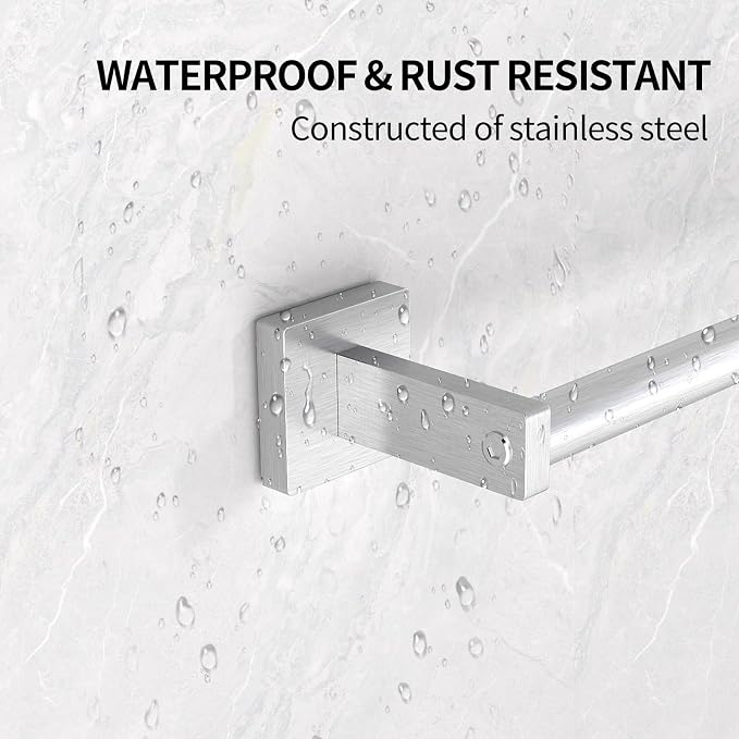 MKO Towel Bar for Bathroom, 24" Wall Mounted Towel Rack, Brushed Nickel | Hand Towel Holder Rod with Heavy-Duty Stainless Steel for Bathroom Kitchen Hanger, 2 Pack Value