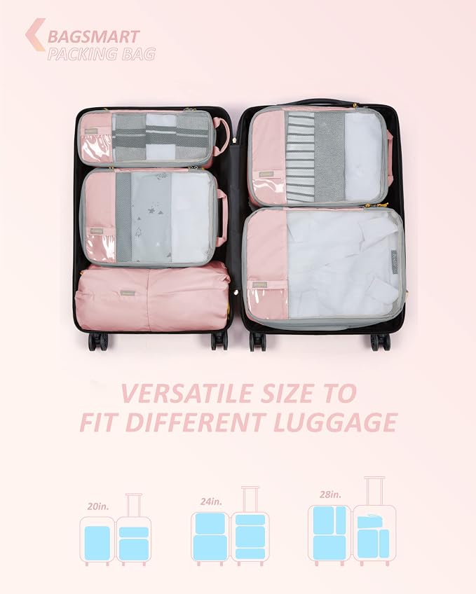 BAGSMART Compression Packing Cubes for Travel Essentials | 14 Set /6 Set /4 Set/2 Set, Lightweight, Durable