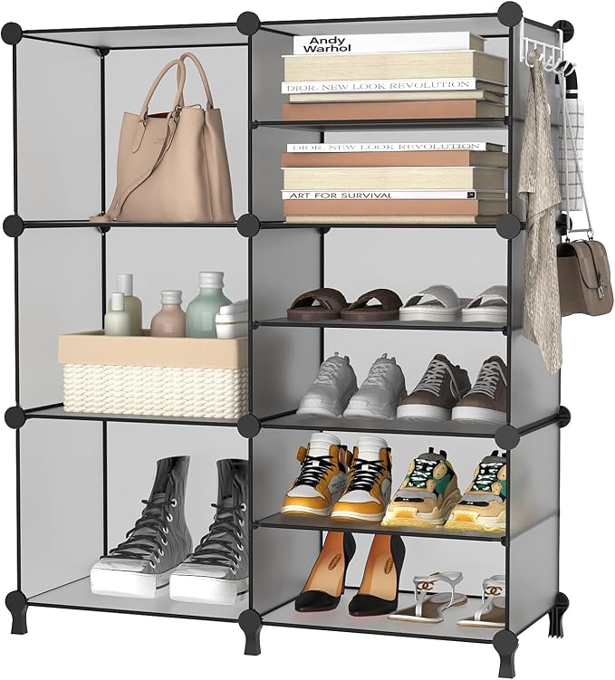 AWTATOS 6 Cube Closet Organizer Storage Shelves, Grey | Portable Closet Clothes Organizers Storage Shelf DIY Stackable Cubby Shelving for Closet Bedroom Living Room Office