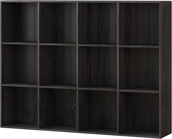 12 Cube Storage Organizer, Wooden Cube Shelves with Closed Back Panel, Reversible Bookcase, Cubes Closet Organizer for Home, Living Room, Kids Room, Office, Bedroom, Study, Hallway