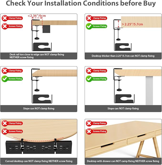 Univivi Under Desk Cable Management Tray, Cable Management, 32 inch, Black | Durable Steel Material, Under Desk Cable Tray with No-Drill C-Clamp and Screw Mount, Wire Management for Office/Home