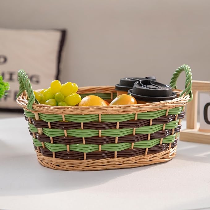 Kingwillow, Storage Basket, Oval-Shaped Woven Willow Basket with Handles, Suitable for Bedrooms, Kitchens, and Wardrobes. (Large Size)