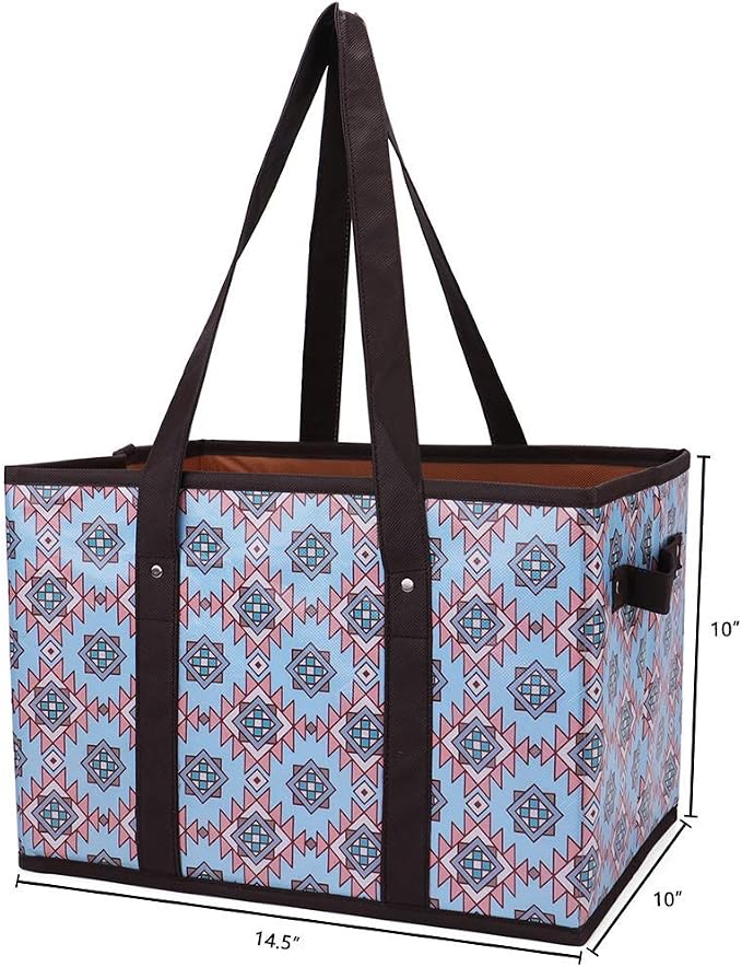 Foraineam Reusable Grocery Bags Set Durable Heavy Duty Tote Bag Collapsible Grocery Shopping Box Bag with Reinforced Bottom