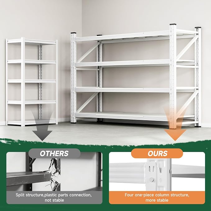 Letaya 4000LBS Storage Shelves Heavy Duty,60" W Garage Shelving Units, 4 Tier Adjustable Utility Rack Shelf,Large Metal Industrial Shelves,for Shop,Warehouse,Basement (60" W x 24" D x 70" H)