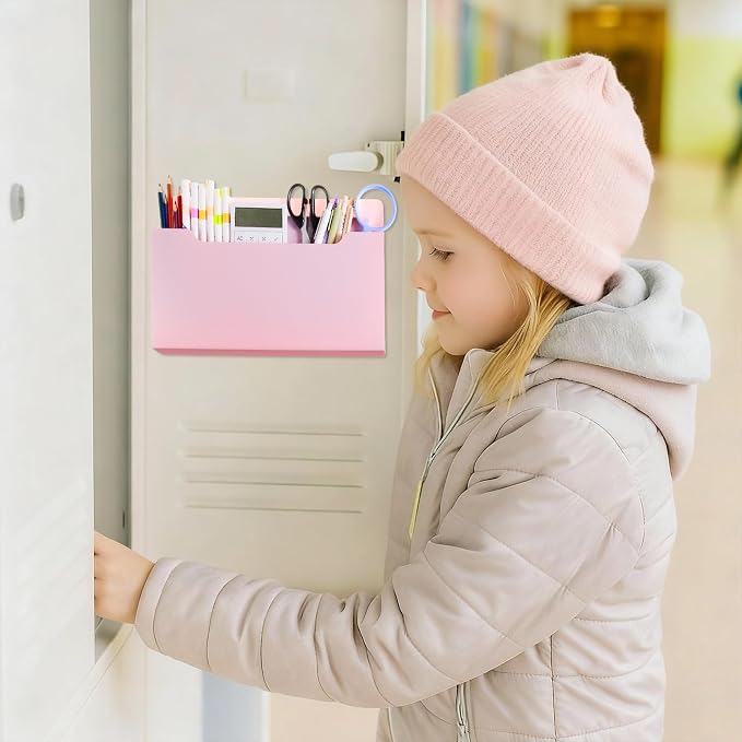 6 Pcs Magnetic Wall File Organizer Magnetic Wall File Holder Refrigerator Magazine Holder for Mail Letters Paper(Rose Pink,Horizontal-large)