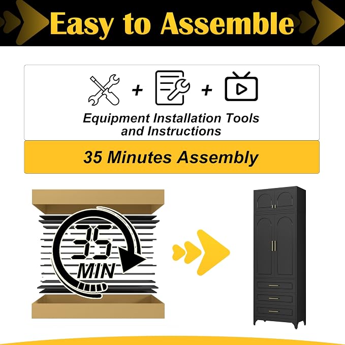 SteeLoong 90”Kitchen Pantry Cabinet, Metal Storage Cabinet with 3 Drawers | Black Pantry Cabinets for Kitchen Storage with 2 Adjustable Shelves,Tall Freestanding Cupboard for Living Room,Kitchen,Garage