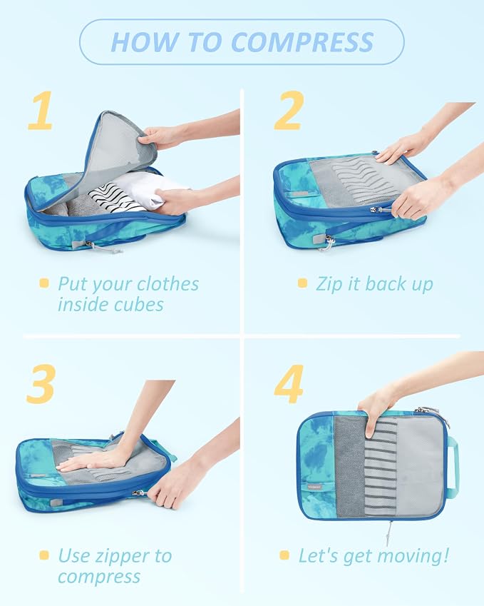 BAGSMART Compression Packing Cubes for Travel Essentials | 14 Set /6 Set /4 Set/2 Set, Lightweight, Durable