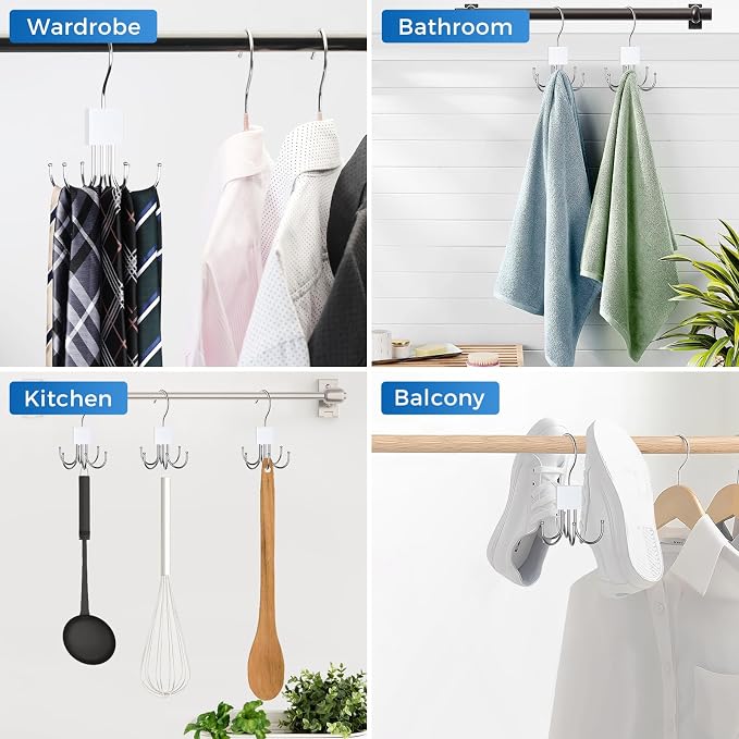 Belt Rack Hanger, Belt Hanger Organizer for Closet 360° Rotatable Max 24 Ties/24 Belts Storage Space Saving Closet Organizers and Storage for Belt, Bra, Tank Top, Tie, Scarf, Purse 2Pcs White