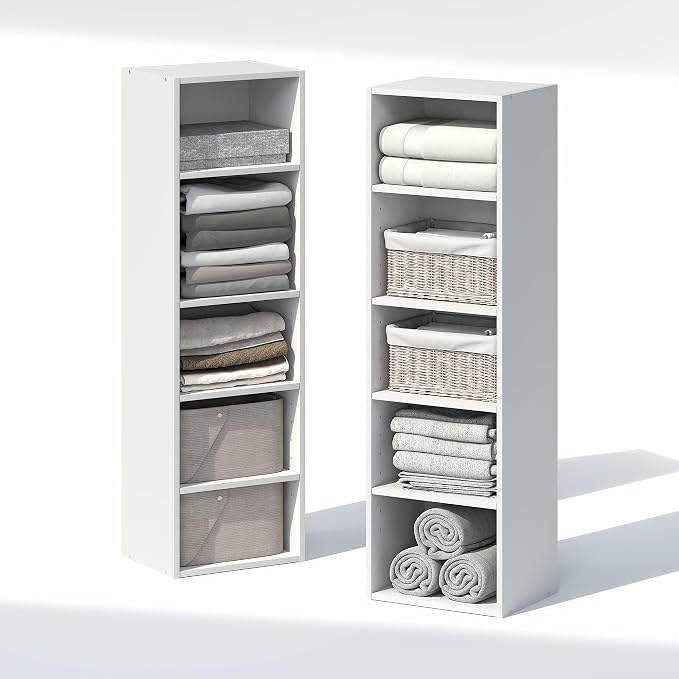 Furinno PASIR 10-Tier Closet Organizers and Storage, Open Shelf, Storage Organizer, 12-Inch Width, for Closet, Bedroom, White