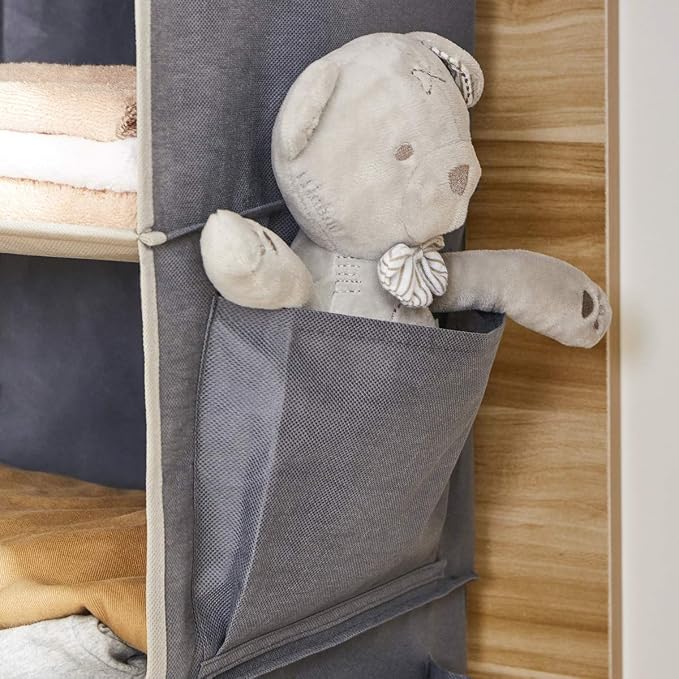 YOUDENOVA Hanging Closet Organizer and Storage, 6-Shelf Closet Hanging Storage Shelves, Grey