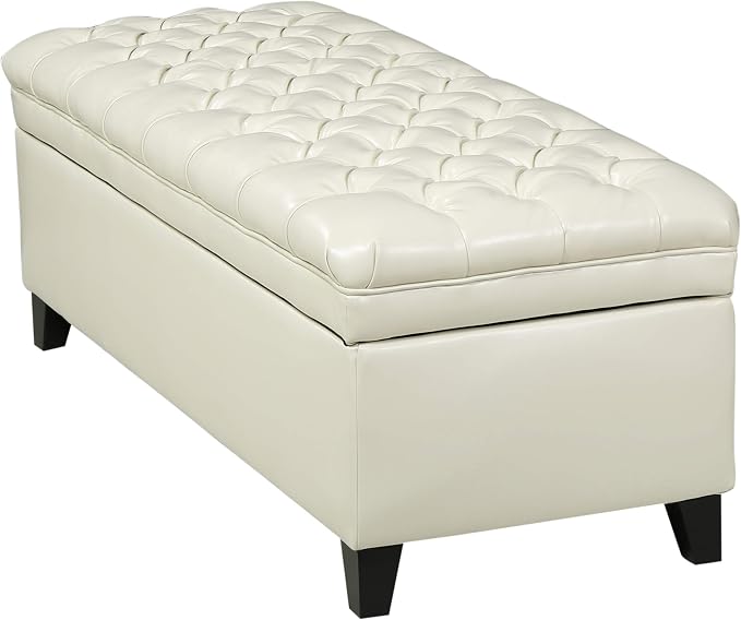 Christopher Knight Home Juliana PU Storage Ottoman, Ivory