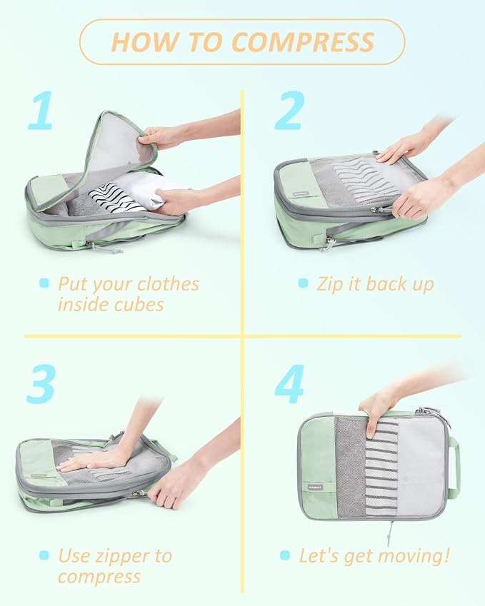 BAGSMART Compression Packing Cubes for Travel Essentials | 14 Set /6 Set /4 Set/2 Set, Lightweight, Durable