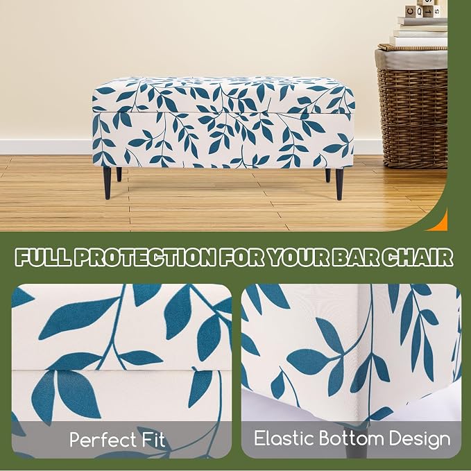 FUANGUI Ottoman Cover Slipcovers Rectangular Folding Stretch | Storage Bench Footrest Sofa Stool Covers Footstool Protector with Elastic Bottom, Removable Washable,Medium