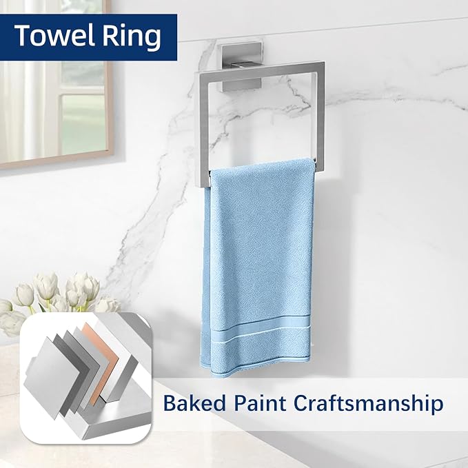 Gypie 24-Inch Extended Towel Bar Set Wall Mounted, Bathroom Accessory Set Brushed Nickel 5-Pieces Bathroom Hardware Set