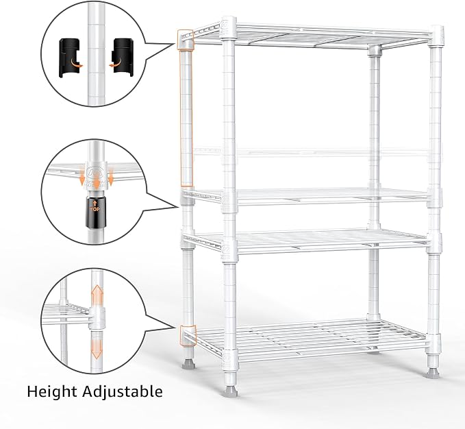 M MZG 450 lbs Wire Storage Shelving 3-Tier Utility Shelving Unit Steel Organizer Wire Rack for Home,Kitchen,Office,White (11.8" D x 17.7" W x 26.4" H)