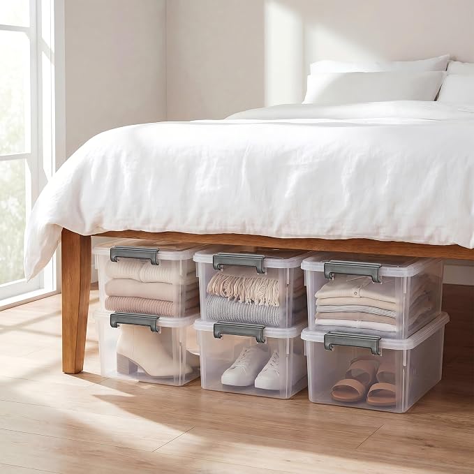 Citylife 17QT Plastic Storage Bins with Lids,5Packs Large Containers | Stackable Box with Locking Latches for Home, Office, Closet & Pantry Organization,Clear