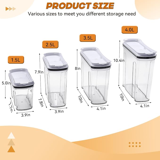 Food Dispenser Set, Airtight Food Storage Container with Lid 1.5L,2PCS BPA-FREE Plastic Pantry Organization Canisters for Nuts Quinoa Coffee and More Dry Food in Kitchen