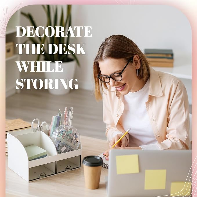 Kosiz Morandi Office Supplies Aesthetic Desk Organizer Pink Desk Accessories Gift for Pen Holder Stapler Binder Sticky Notes Paper Clips Scissor Staples Aesthetic for Women Men Students
