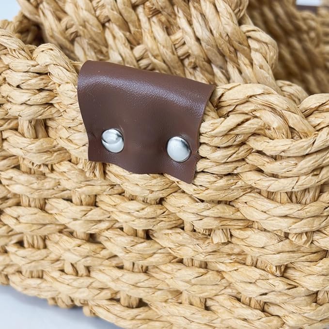 Small Paper rope baskets for Organizing,Cute woven storage Little basket for Home,Shelves, Bathroom,Decorative basket,Set of 3 (Desert color)